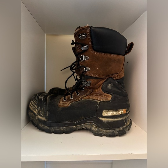 Carhartt work boot size 9 brown black 10” inch composite toe waterproof main image 4